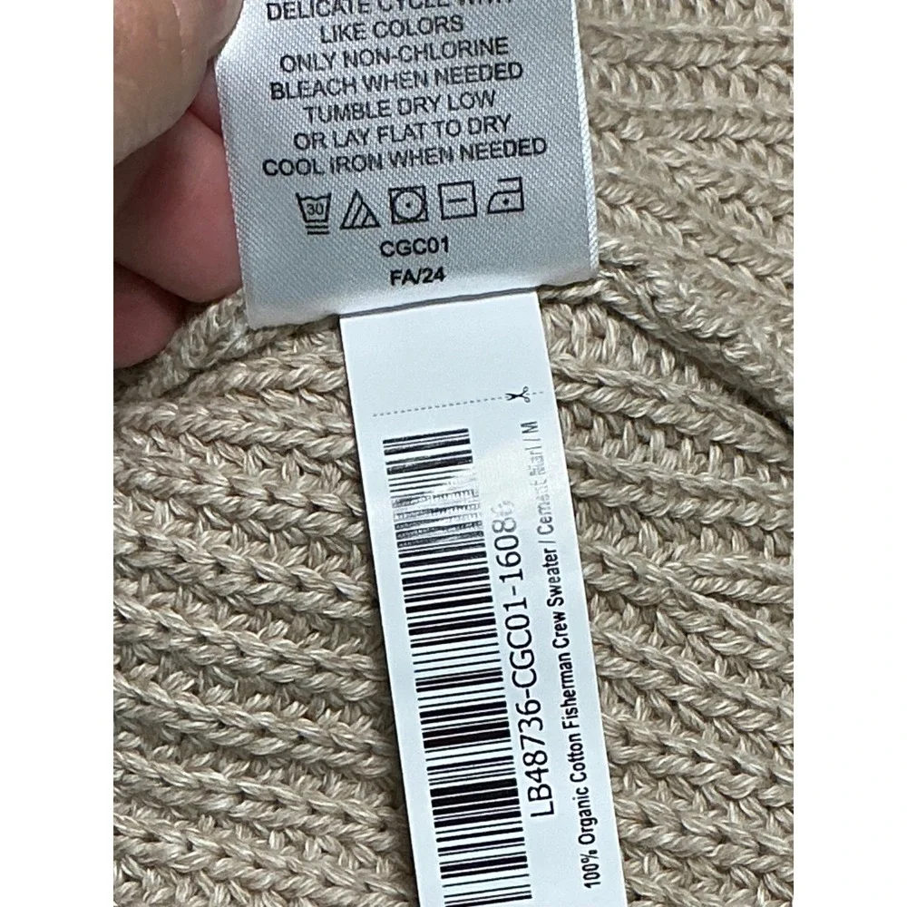 Quince Fisherman Crew Neck Raglan Sweater Size M Organic Cotton Beige